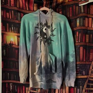 Men's Tie-Dye Hoodie with Yin Yang Design